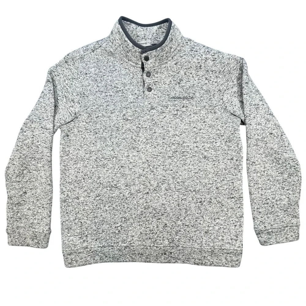 Eddie Bauer Gray Radiator Fleece Snap Mock Pullover Mens Large